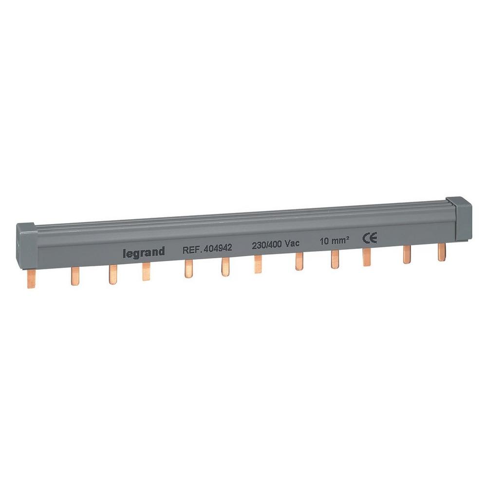 404942, Stiftkammschiene, 3-polig, 12 TE, 10 mm²,für 3-polige LS-Schalter, 4 x 3-polig
