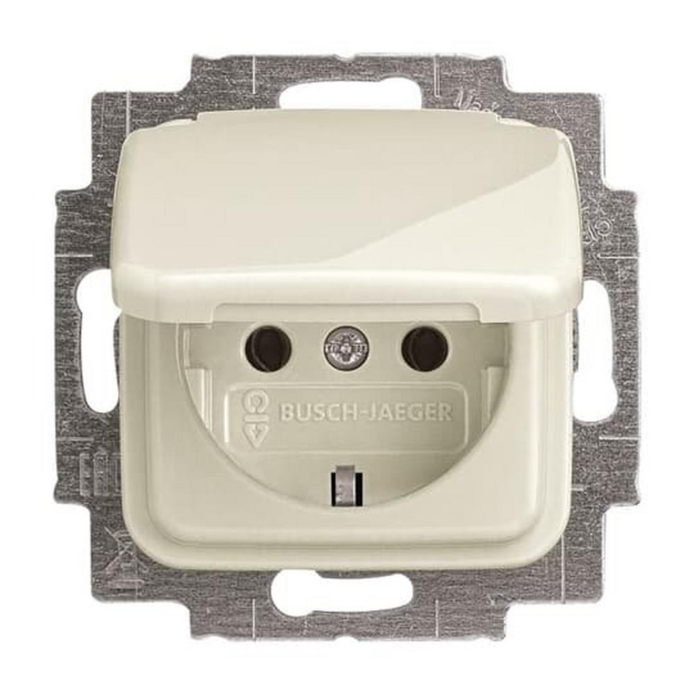 Busch-Jaeger 20 EUK-212, SCHUKO® Steckdosen-Einsatz mit Klappdeckel weiß - Busch-Duro 2000® SI