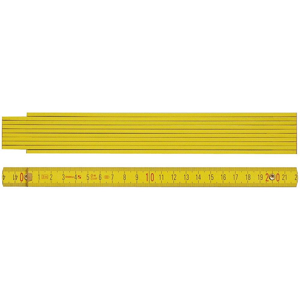STABILA Type 407, Holz hellgelb, 2 m, Holz-Gliedermaßstab Serie 400