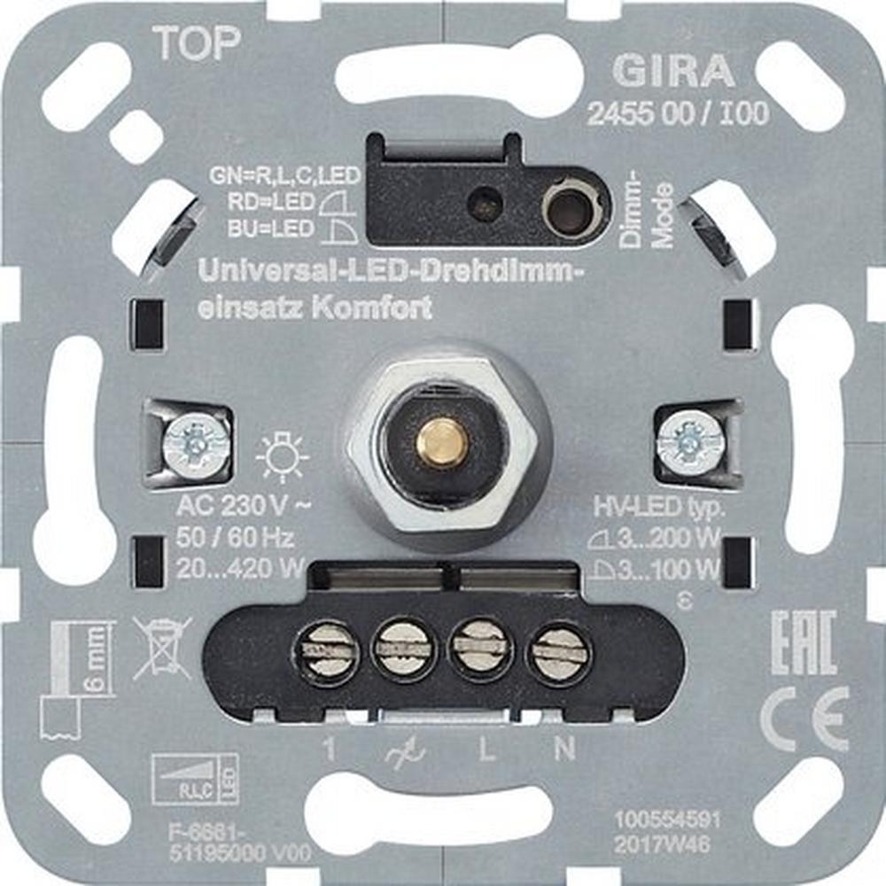 Gira 245500, S3000 Uni-LED-Drehdimmeins. Komfort Einsatz