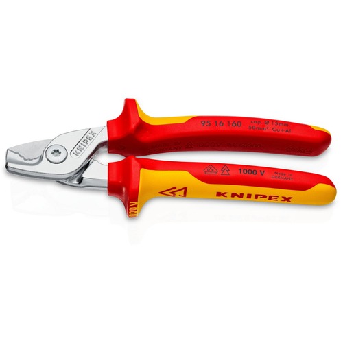 Knipex VDE Kabelschere StepCut bis Ø 15 mm / 50 mm², VDE-geprüft nach DIN EN 60 900, 1000 V 160 mm