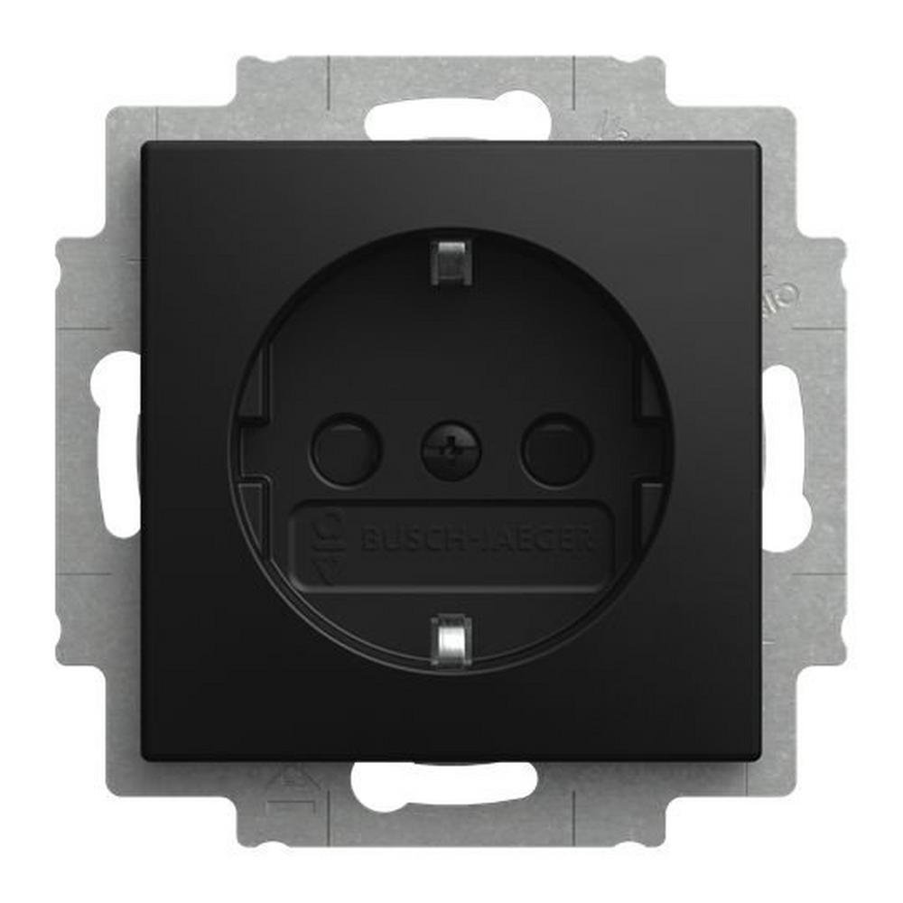 Busch-Jaeger 20 EURB-915, SCHUKO® Steckdosen-Einsatz Safety+ ohne Spreize schwarz matt - Busch-balance® SI