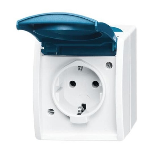Busch-Jaeger SCHUKO® Steckdose mit Klappdeckel 16 A grau/blaugrün - ocean®