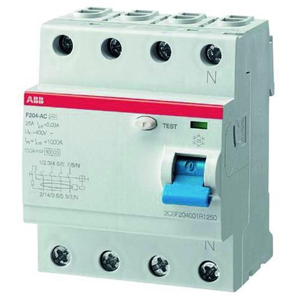 F204 A-63/0.03 AP-R, FI-Schutzschalter 4P, Typ A, 63A, 30mA, kurzzeitverzögert