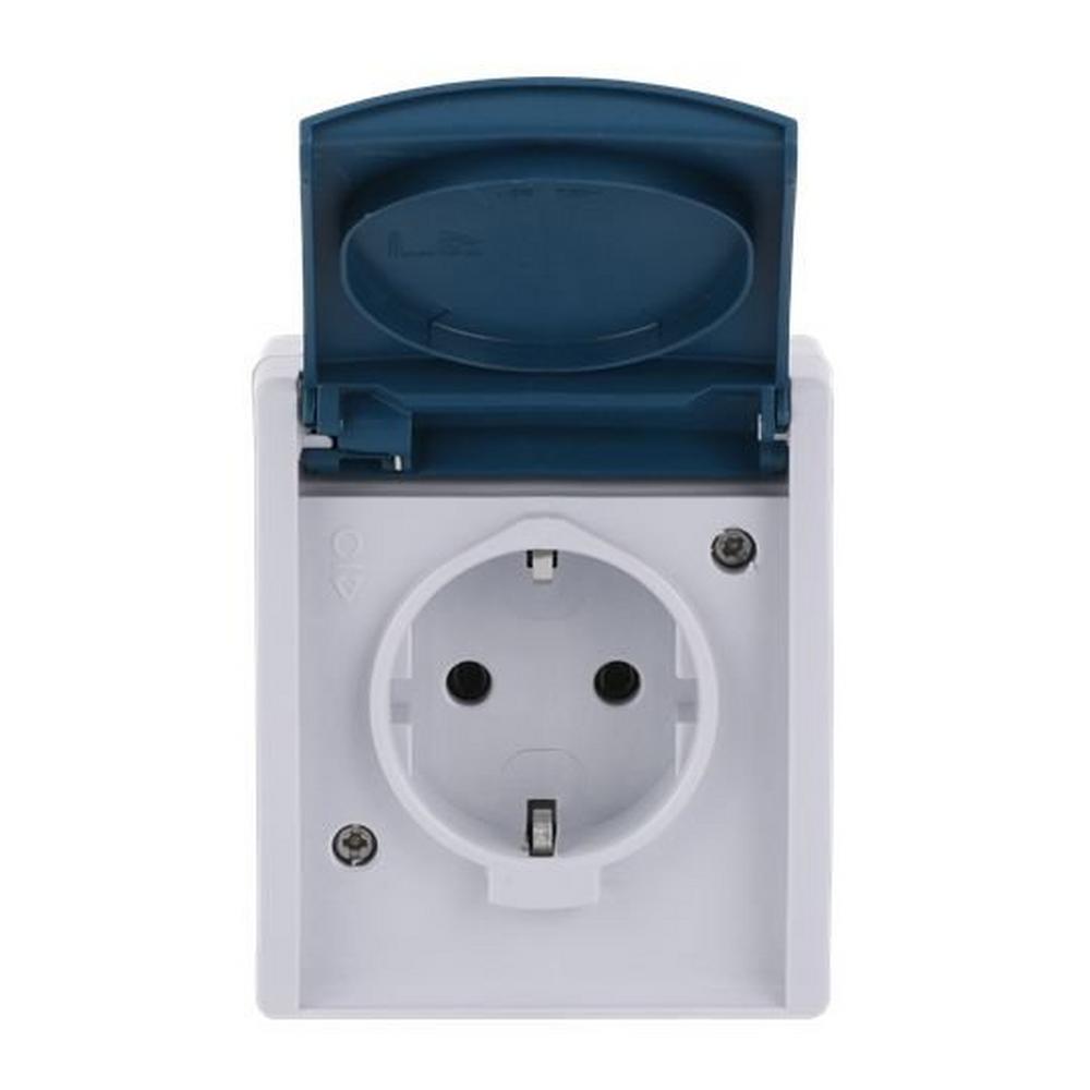 Busch-Jaeger 20 EW-53, SCHUKO® Steckdose mit Klappdeckel 16 A grau/blaugrün - ocean®