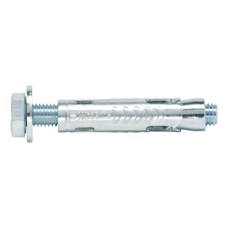 Würth Schwerlastanker W-TM Typ S mit Sechskantschraube und Unterlegscheibe – M6x55, Stahl verzinkt, A2K
