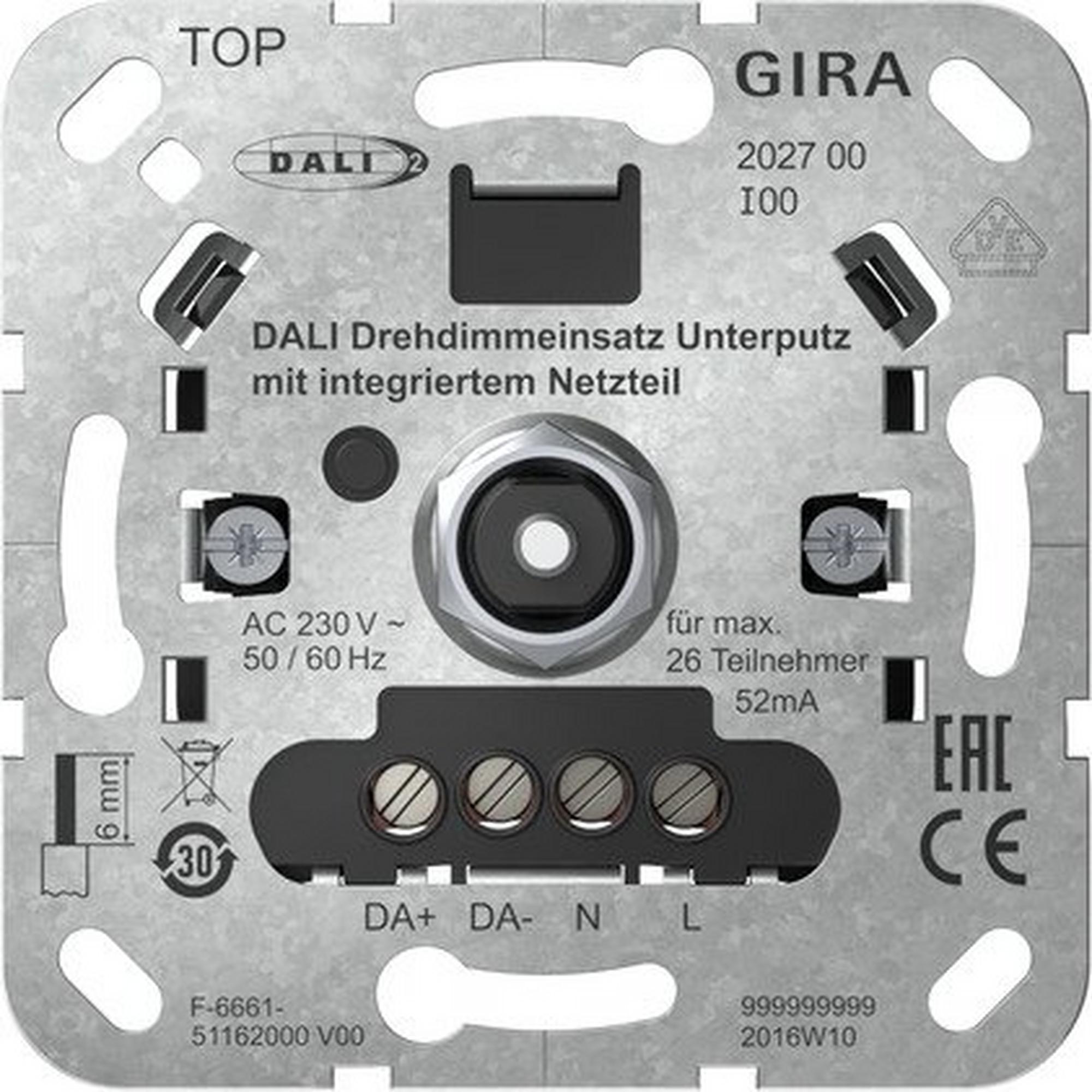 Gira 202700, DALI Drehdimmeins. UP Netzteil Einsatz