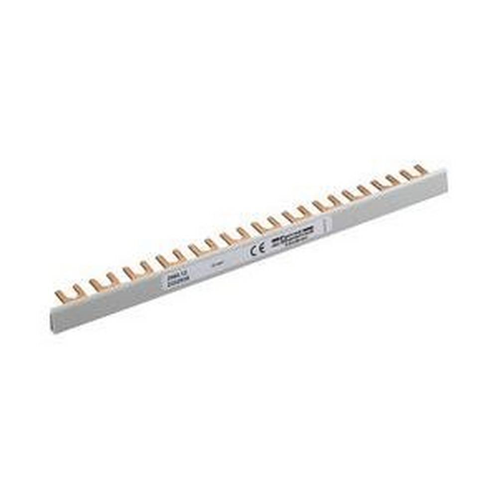 01792.160000, Phasenschiene Gabel 1-polig mit Isolierung 16 mm² Teilung 27 mm Länge 1000 mm 90° abgewinkelt 1-polige Stromkreise 37, Endkappe A11