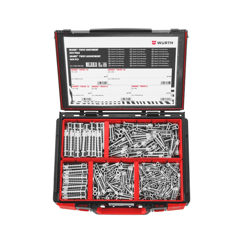 Würth 2K Allzweckdübel SHARK TWIST Sortiment 450-teilig – Kunststoff