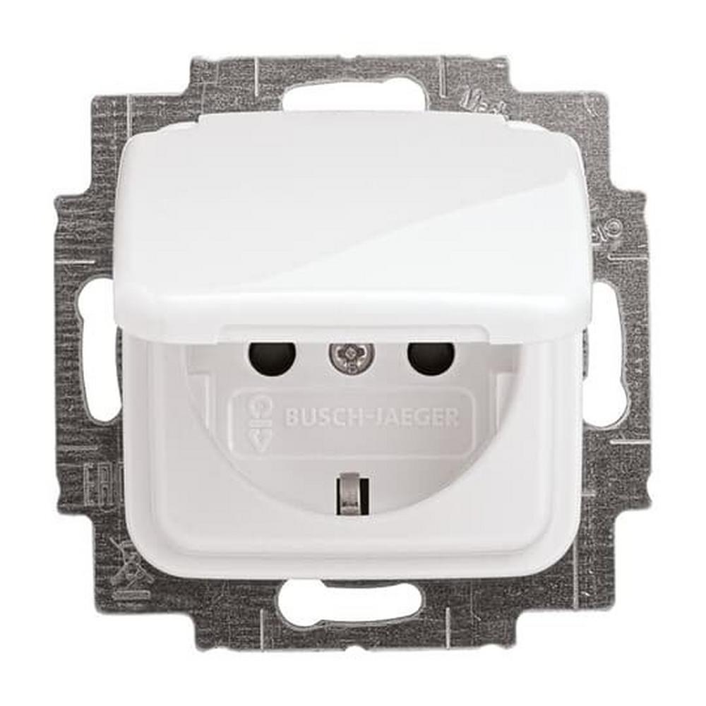 Busch-Jaeger 20 EUKB-214, SCHUKO® Steckdosen-Einsatz Safety+ mit Klappdeckel alpinweiß - Reflex SI