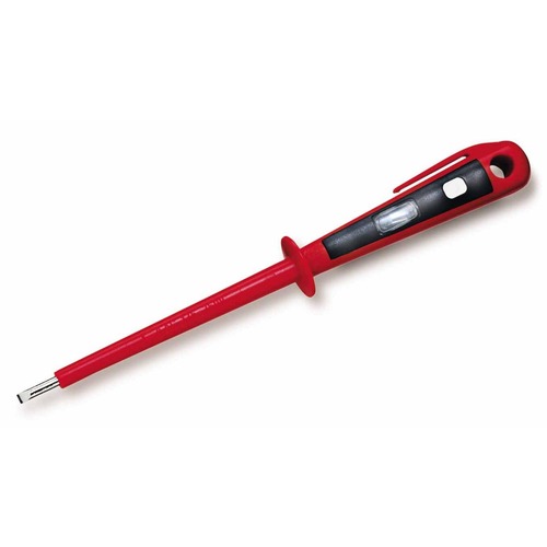 Newlec Spannungsprüfer, 120-250V AC, Kunststoffheft rot, Abgleitschutz, 190 mm, VDE geprüft