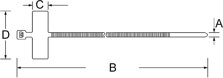Kabelbinder mit Beschriftungsfeld – Maßzeichnung