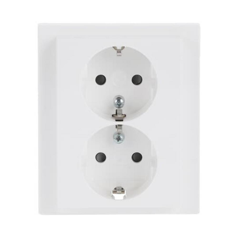 Busch-Jaeger 202 EUJB-84, SCHUKO® Doppelsteckdose Komplettabdeckung Safety+ studioweiß - future® linear