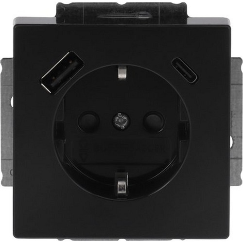 Busch-Jaeger SCHUKO® USB-Steckdosen-Einsatz Safety+ mit USB A/C schwarz matt - Plattform 63