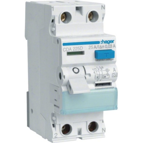 Hager CDA225D, FI-Schutzschalter 2-polig 6kA 25A 30mA Typ A