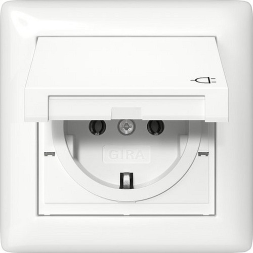 Gira SCHUKO-Steckd. KD + Set IP44 + Rahmen 1f Gira Standard 55 Reinweiß