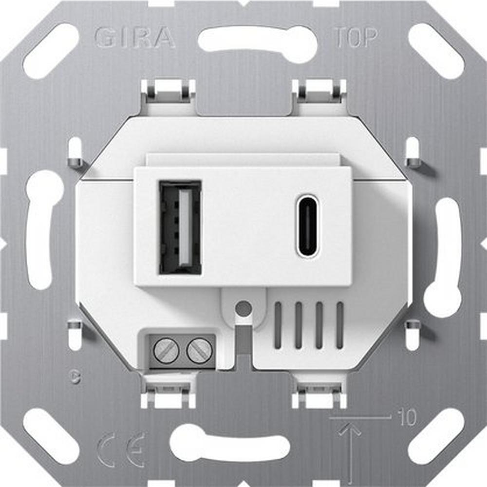 Gira 234900, USB-Spannungsvers. 2f Typ A/C Einsatz Weiß