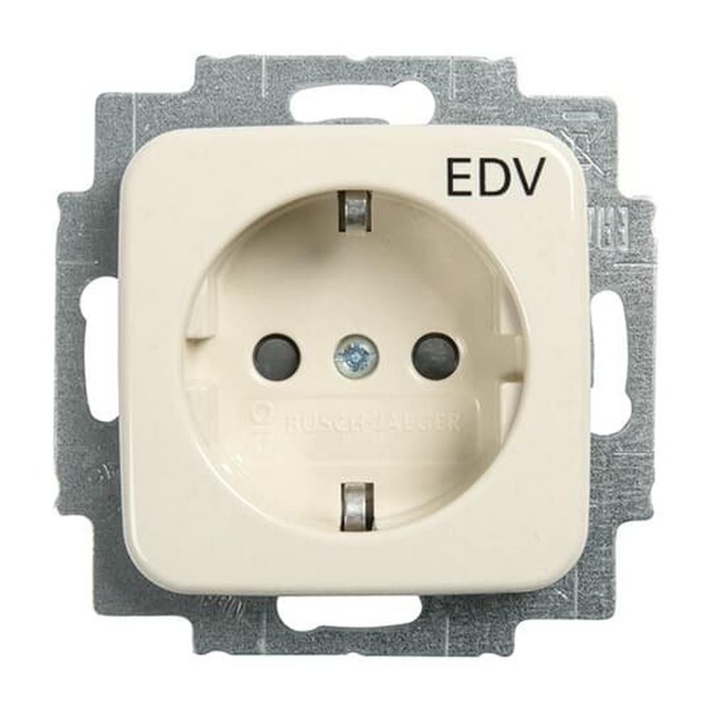 Busch-Jaeger 20 EUC/DVKS-212, SCHUKO® Steckdosen-Einsatz mit Aufdruck EDV Safety+ weiß - Busch-Duro 2000® SI