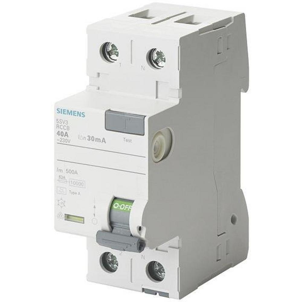 5SV3312-6KK12, FI-Schutzschalter, 2-polig, Typ A, In: 25 A, 30 mA, Un AC: 230 V, SIGRES