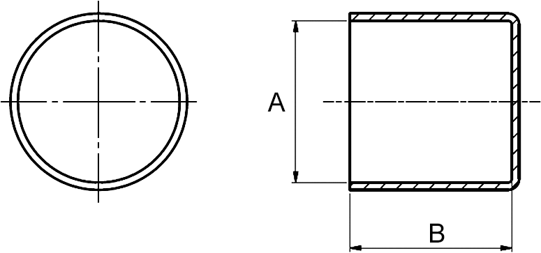 Rohrkappen – Maßzeichnung