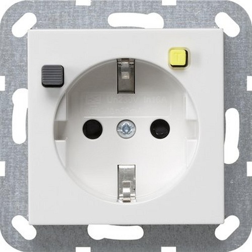 Gira FI-Schutzsteckd. 30 mA SP System 55 Reinweiß