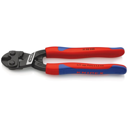Knipex Kompakt-Bolzenschneider CoBolt® gerade Form, Länge 200 mm Pianodraht bis Ø 3,6 mm / harter Draht bis Ø 4,0 mm / mittelharter Draht bis Ø 5,2 mm / weicher Draht bis Ø 6,0 mm