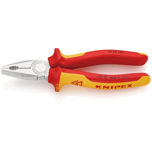Knipex VDE Kombizange VDE isoliert, Zange verchromt 180 mm