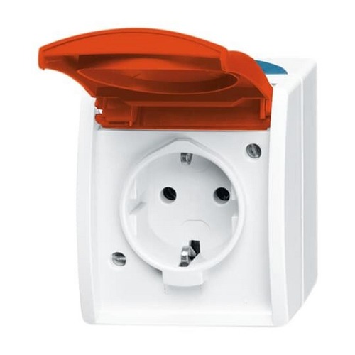Busch-Jaeger SCHUKO® Steckdose mit Klappdeckel 16 A grau/blaugrün/orange - ocean®
