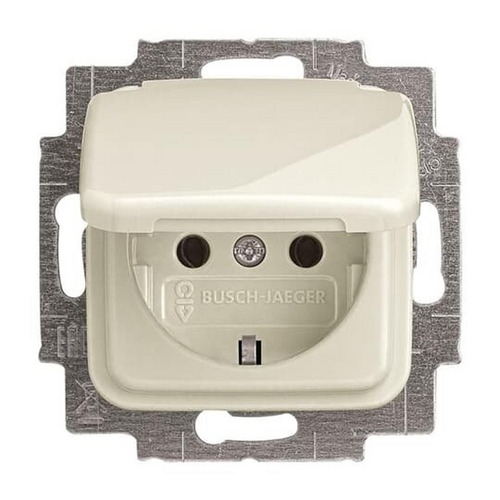 Busch-Jaeger SCHUKO® Steckdosen-Einsatz mit Klappdeckel weiß - Busch-Duro 2000® SI