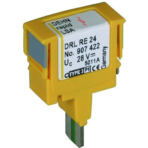 DEHN SE Überspannungsableiter DEHNrapid LSA Schutzstecker für 1 Doppelader Un 24V (907422)