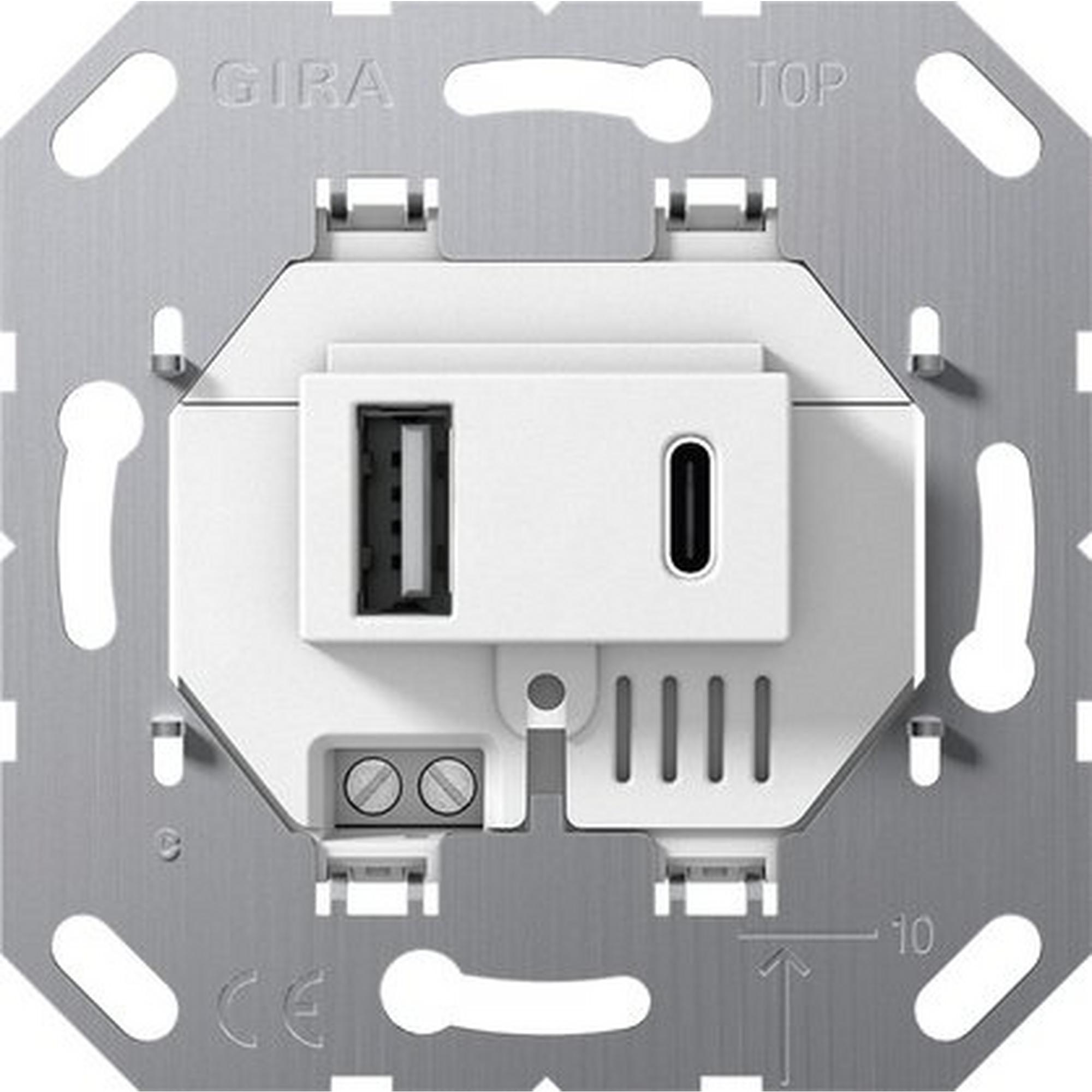 Gira 234900, USB-Spannungsvers. 2f Typ A/C Einsatz Weiß