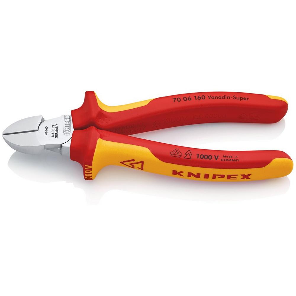 Knipex VDE Seitenschneider VDE isoliert, Zange verchromt 160 mm