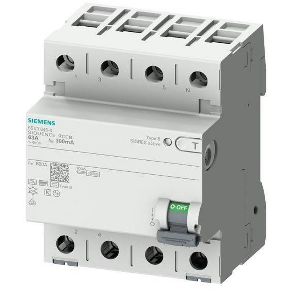 Siemens 5SV3344-4KK14, FI-Schutzschalter, 4-polig, Typ B+, kurzzeitverzögert, In: 40 A, 30 mA