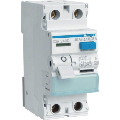Hager CDA240D, FI-Schutzschalter 2-polig 6kA 40A 30mA Typ A