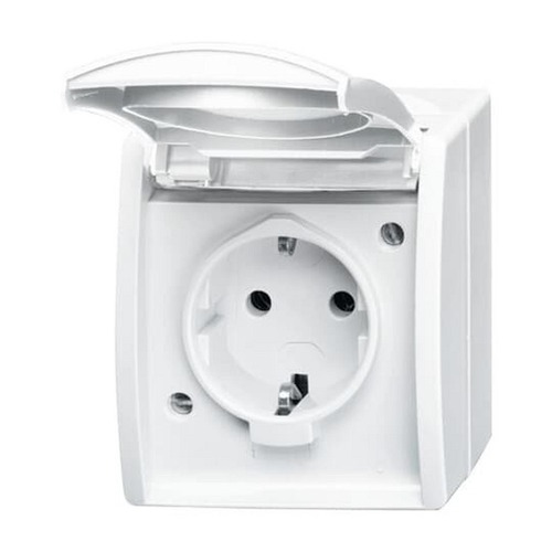 Busch-Jaeger SCHUKO® Steckdose mit Klappdeckel 16 A alpinweiß - ocean®