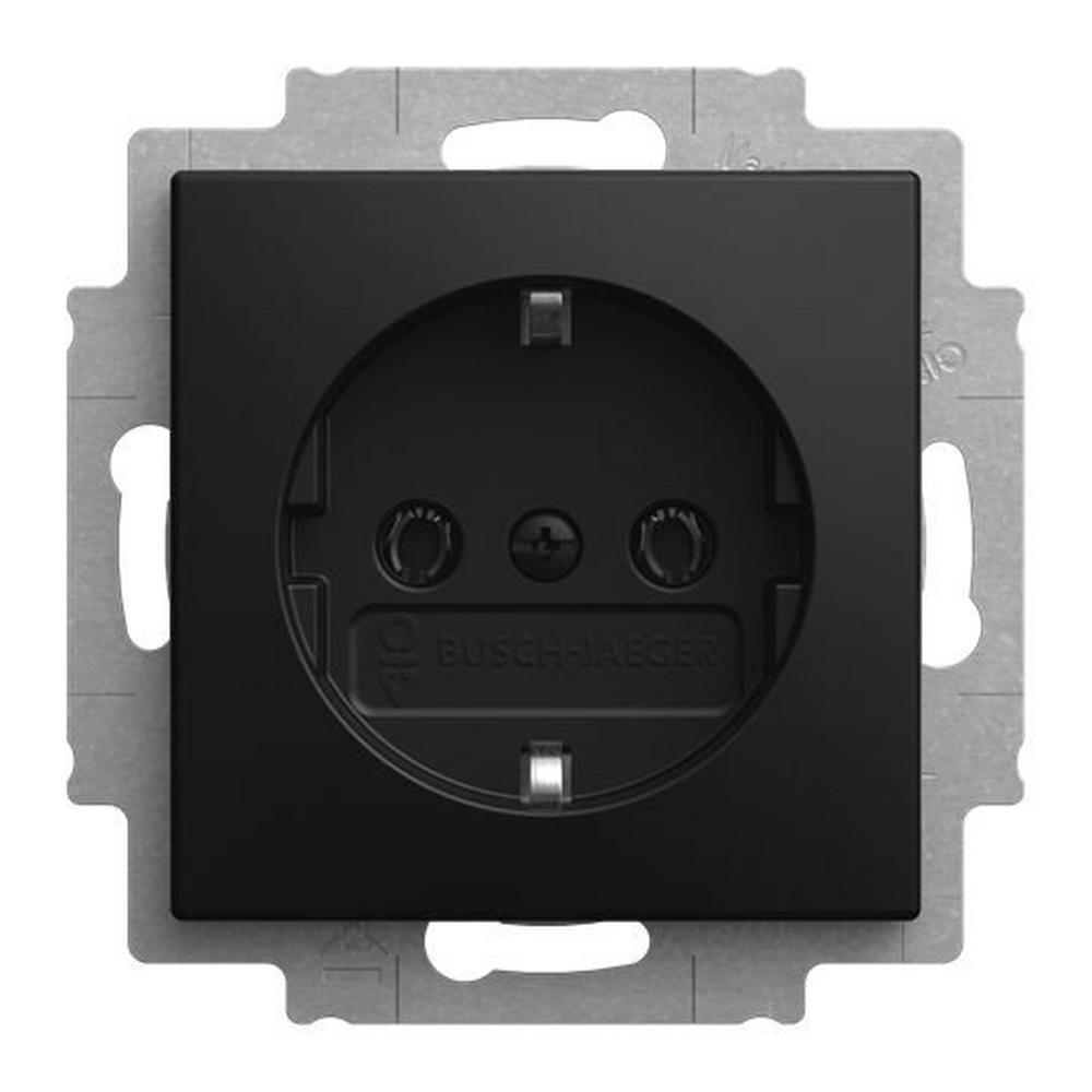 Busch-Jaeger 20 EUCR-915, SCHUKO® Steckdosen-Einsatz ohne Spreize schwarz matt - Busch-balance® SI