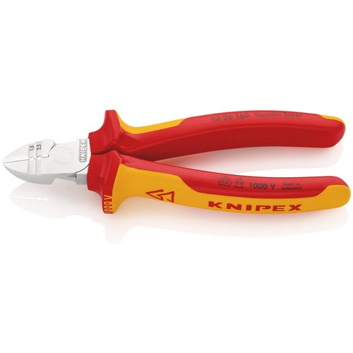 Knipex VDE Abisolier-Seitenschneider VDE isoliert, Zange verchromt 160 mm