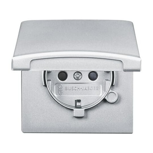 Busch-Jaeger SCHUKO® Steckdosen-Einsatz Safety+ mit Klappdeckel alusilber - Allwetter 44®