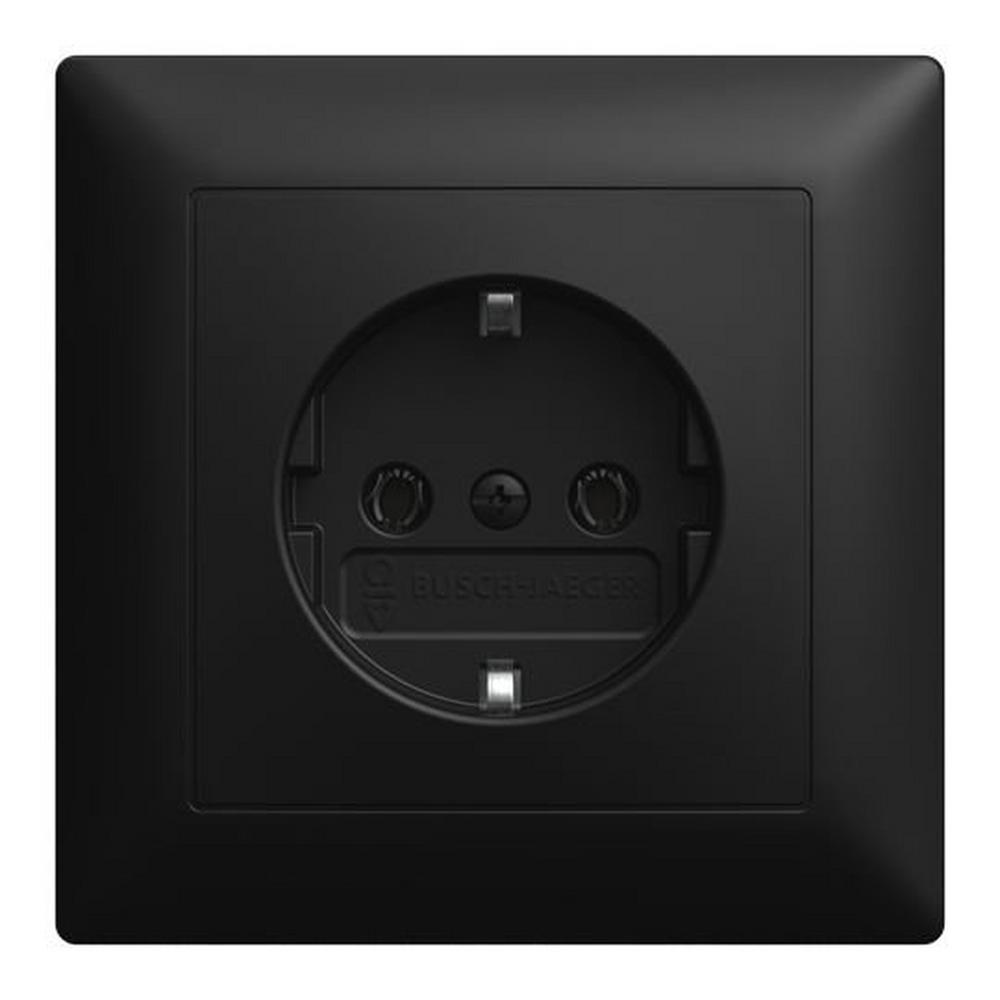 Busch-Jaeger 20 EUJ-915, SCHUKO® Steckdose schwarz matt - Busch-balance® SI Vollplatte