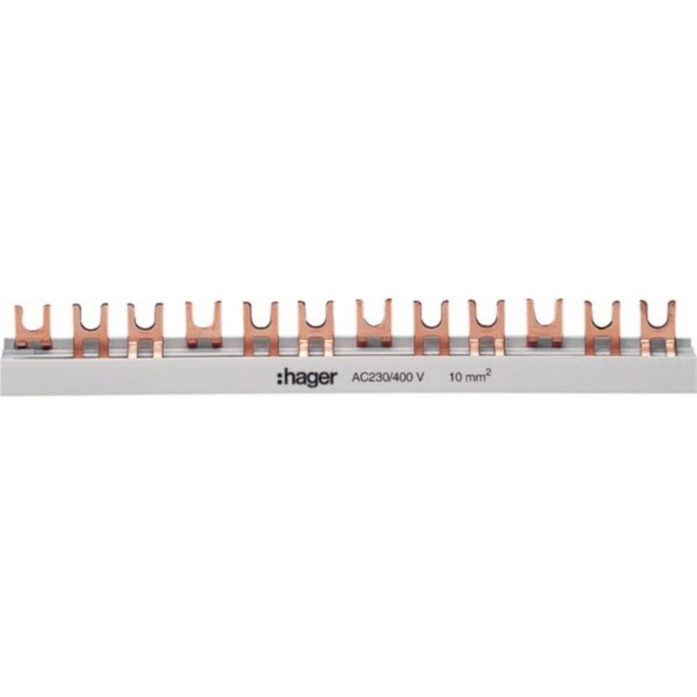 KDN363B, Phasenschiene 3-polig mit Gabelanschluss 10 mm² 63A 57 Module