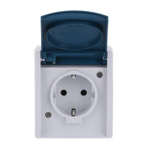 Busch-Jaeger SCHUKO® Steckdose mit Klappdeckel 16 A grau/blaugrün - ocean®