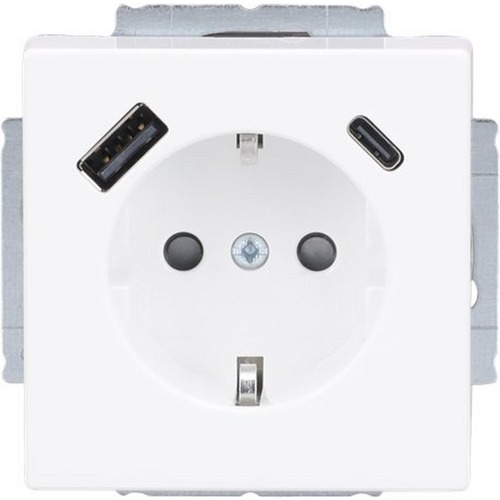 Busch-Jaeger SCHUKO® USB-Steckdosen-Einsatz Safety+ mit USB A/C studioweiß - Plattform 63