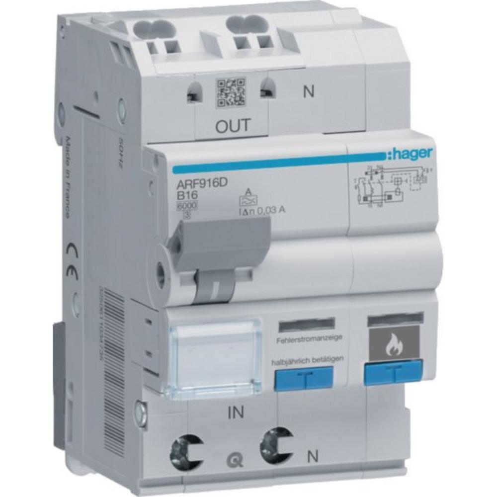 ARF916D, Fehlerlichtbogen-Schutzeinrichtung AFDD mit FI-LS 1P+N 6kA B-16A 30mA Typ A 3M