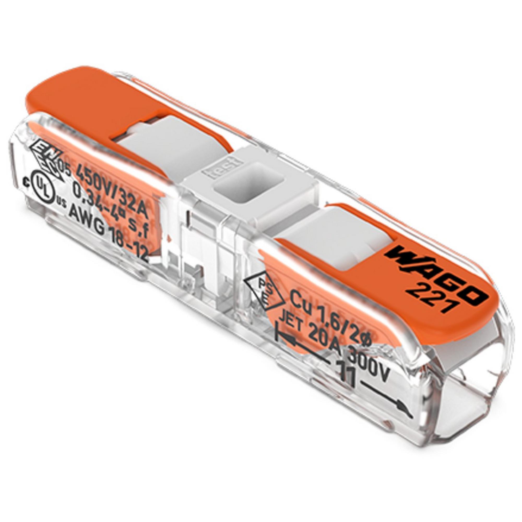 WAGO 221-2401 Durchgangsverbinder, 2 Leiter, bis 4 mm2