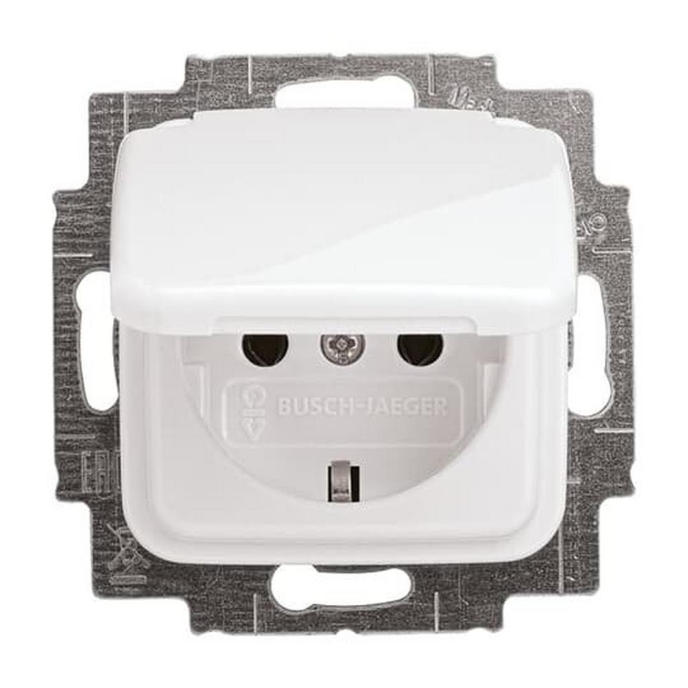 Busch-Jaeger 20 EUK-214, SCHUKO® Steckdosen-Einsatz mit Klappdeckel alpinweiß - Reflex SI
