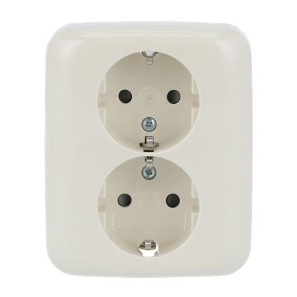 Busch-Jaeger 202 EUJB-212, SCHUKO® Doppelsteckdose Komplettabdeckung Safety+ weiß - Busch-Duro 2000® SI