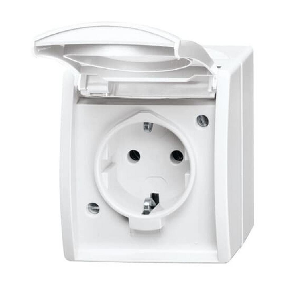 Busch-Jaeger 20 EW-54, SCHUKO® Steckdose mit Klappdeckel 16 A weiß - ocean® mit Klappdeckel