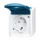 Busch-Jaeger 20 EBW-53, SCHUKO® Steckdose Safety+ mit Klappdeckel 16 A grau/blaugrün - ocean®