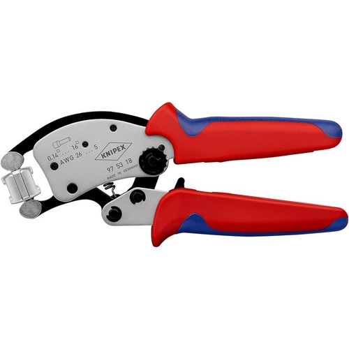 Knipex Aderendhülsen-Presszange, selbsteinstellend Twistor16 Vierkantpressung mit 360° schwenkbarer Crimpstelle 0,14 - 16 mm²