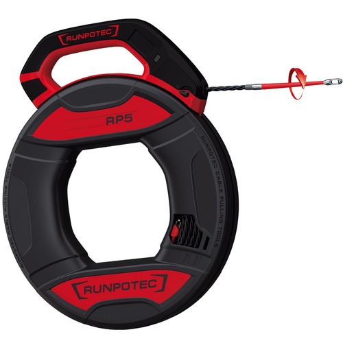 Runpotec RP5 Kabeleinziehband Ø 5,5 mm ohne Meterzähler - 30 m, inkl. 2 x RG7 Führungsspitze, 270 kg Gesamtbruchlast, für Rohrinnendurchmesser 9-32 mm
